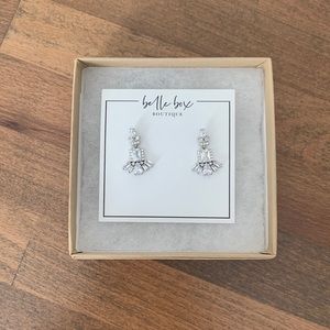 BellEBox Boutique, Marcia Silver Petite Wedding Earrings, Silver Plated, NWT
